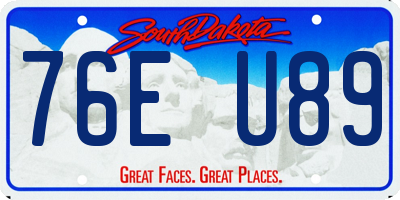 SD license plate 76EU89