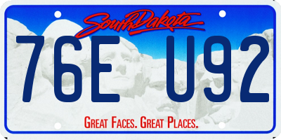 SD license plate 76EU92