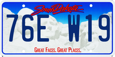 SD license plate 76EW19