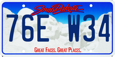 SD license plate 76EW34