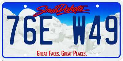 SD license plate 76EW49