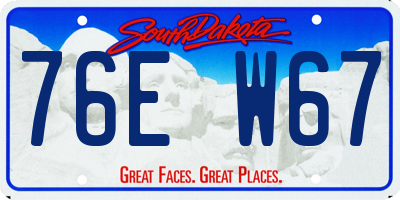 SD license plate 76EW67