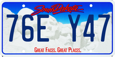 SD license plate 76EY47