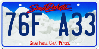 SD license plate 76FA33