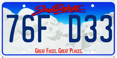 SD license plate 76FD33