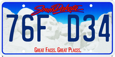 SD license plate 76FD34