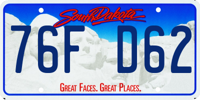 SD license plate 76FD62