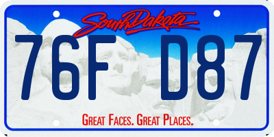 SD license plate 76FD87