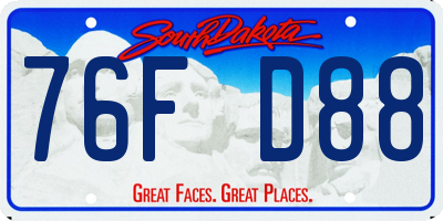 SD license plate 76FD88