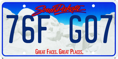 SD license plate 76FG07