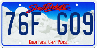SD license plate 76FG09