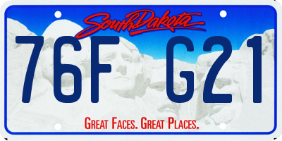 SD license plate 76FG21