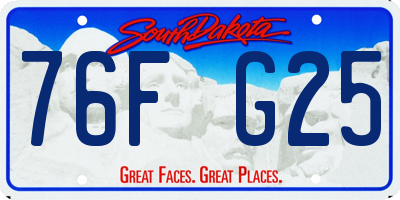 SD license plate 76FG25