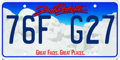SD license plate 76FG27