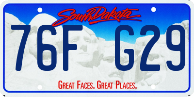 SD license plate 76FG29