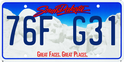 SD license plate 76FG31