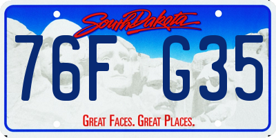 SD license plate 76FG35