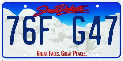 SD license plate 76FG47