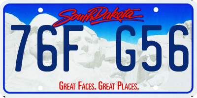 SD license plate 76FG56
