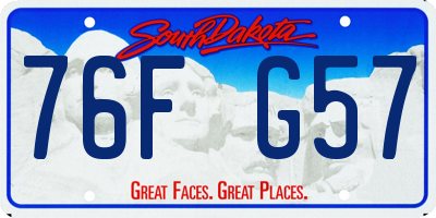 SD license plate 76FG57