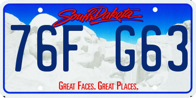 SD license plate 76FG63