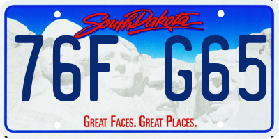 SD license plate 76FG65