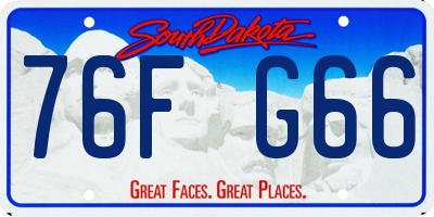 SD license plate 76FG66