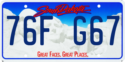 SD license plate 76FG67
