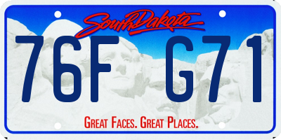 SD license plate 76FG71