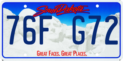 SD license plate 76FG72