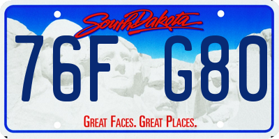 SD license plate 76FG80