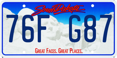 SD license plate 76FG87
