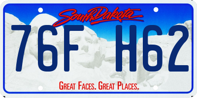 SD license plate 76FH62