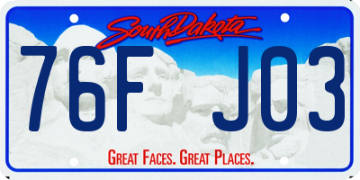 SD license plate 76FJ03