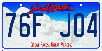 SD license plate 76FJ04