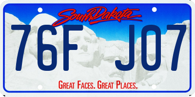 SD license plate 76FJ07