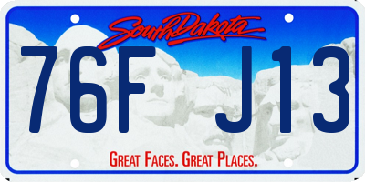 SD license plate 76FJ13