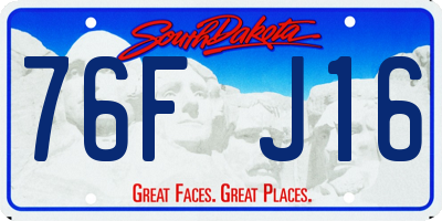 SD license plate 76FJ16