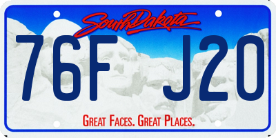SD license plate 76FJ20