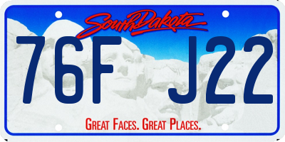 SD license plate 76FJ22