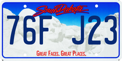 SD license plate 76FJ23