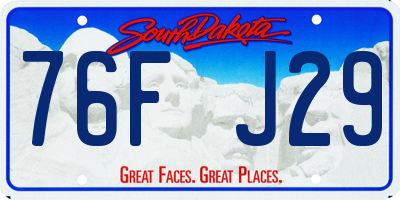 SD license plate 76FJ29