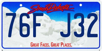 SD license plate 76FJ32