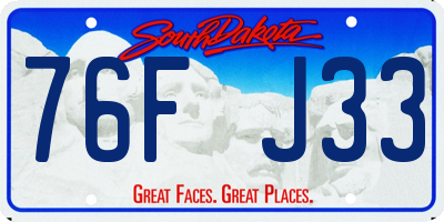 SD license plate 76FJ33