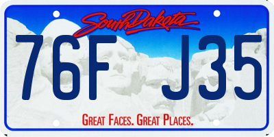 SD license plate 76FJ35
