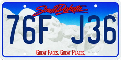 SD license plate 76FJ36