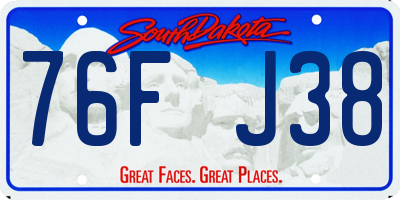 SD license plate 76FJ38