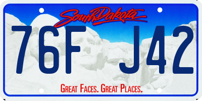 SD license plate 76FJ42