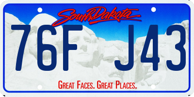 SD license plate 76FJ43