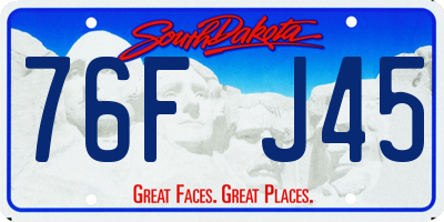 SD license plate 76FJ45